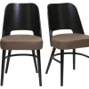 Chaises Vintage Bois Noir Et Tissu Marron (lot De 2) EDITO 23