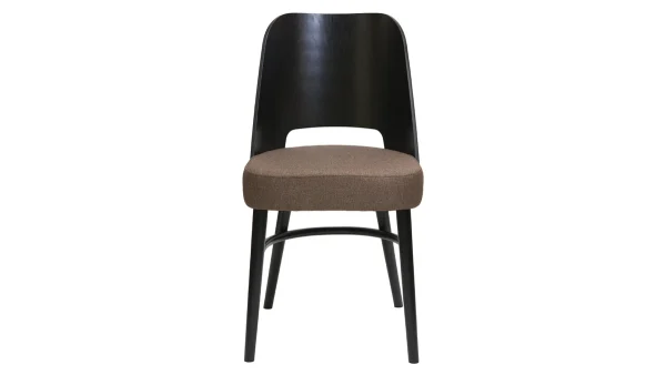 Chaises Vintage Bois Noir Et Tissu Marron (lot De 2) EDITO 3