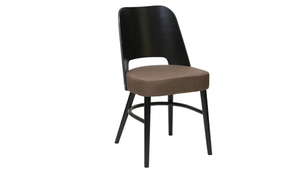 Chaises Vintage Bois Noir Et Tissu Marron (lot De 2) EDITO 4