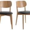 Chaises Vintage En Bois Clair Chêne Et Assise Noire (lot De 2) LUCIA 23