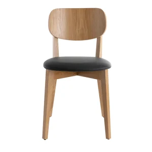 Chaises Vintage En Bois Clair Chêne Et Assise Noire (lot De 2) LUCIA Acheter Maintenant 11