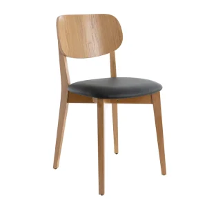 Chaises Vintage En Bois Clair Chêne Et Assise Noire (lot De 2) LUCIA Acheter Maintenant 13