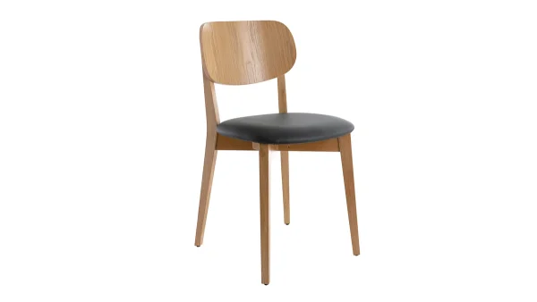 Chaises Vintage En Bois Clair Chêne Et Assise Noire (lot De 2) LUCIA Acheter Maintenant 4