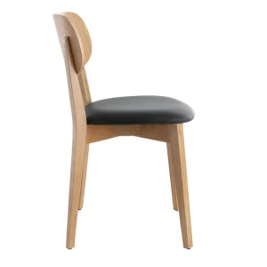 Chaises Vintage En Bois Clair Chêne Et Assise Noire (lot De 2) LUCIA Acheter Maintenant 15