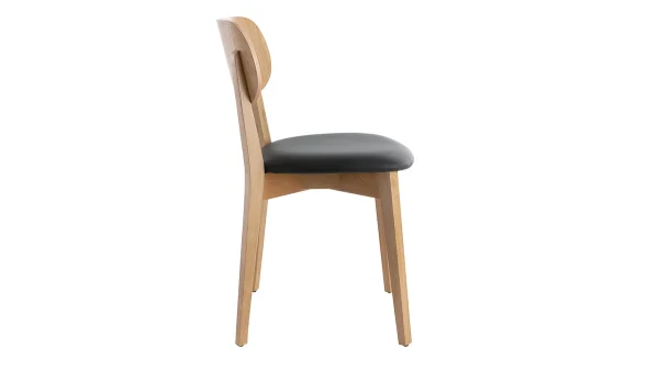 Chaises Vintage En Bois Clair Chêne Et Assise Noire (lot De 2) LUCIA Acheter Maintenant 5