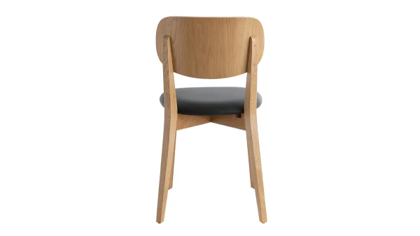 Chaises Vintage En Bois Clair Chêne Et Assise Noire (lot De 2) LUCIA Acheter Maintenant 6