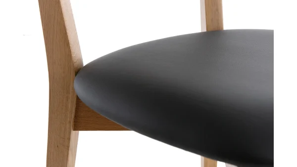 Chaises Vintage En Bois Clair Chêne Et Assise Noire (lot De 2) LUCIA Acheter Maintenant 7
