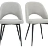 Chaises Vintage En Tissu Effet Velours Texturé Gris Et Métal Noir (lot De 2) COSETTE 31