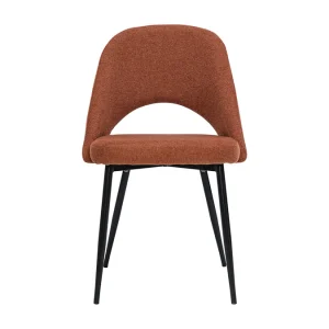 prix pas cher Chaises Vintage En Tissu Effet Velours Texturé Terre Brûlée Et Métal Noir (lot De 2) COSETTE 14