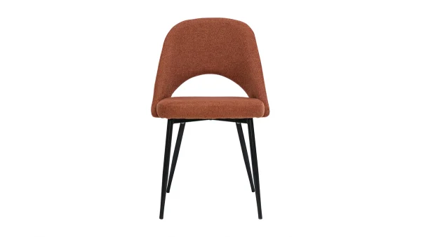 prix pas cher Chaises Vintage En Tissu Effet Velours Texturé Terre Brûlée Et Métal Noir (lot De 2) COSETTE 3