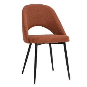 prix pas cher Chaises Vintage En Tissu Effet Velours Texturé Terre Brûlée Et Métal Noir (lot De 2) COSETTE 16