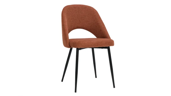 prix pas cher Chaises Vintage En Tissu Effet Velours Texturé Terre Brûlée Et Métal Noir (lot De 2) COSETTE 4