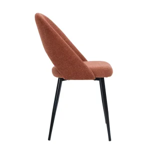 prix pas cher Chaises Vintage En Tissu Effet Velours Texturé Terre Brûlée Et Métal Noir (lot De 2) COSETTE 18
