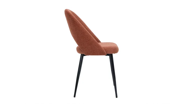 prix pas cher Chaises Vintage En Tissu Effet Velours Texturé Terre Brûlée Et Métal Noir (lot De 2) COSETTE 5