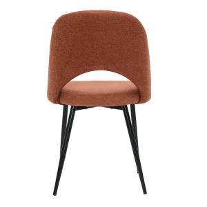 prix pas cher Chaises Vintage En Tissu Effet Velours Texturé Terre Brûlée Et Métal Noir (lot De 2) COSETTE 20