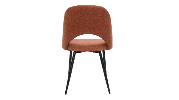 prix pas cher Chaises Vintage En Tissu Effet Velours Texturé Terre Brûlée Et Métal Noir (lot De 2) COSETTE 6