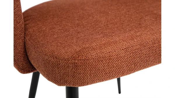 prix pas cher Chaises Vintage En Tissu Effet Velours Texturé Terre Brûlée Et Métal Noir (lot De 2) COSETTE 7