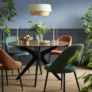 prix pas cher Chaises Vintage En Tissu Effet Velours Texturé Terre Brûlée Et Métal Noir (lot De 2) COSETTE 26