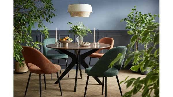 prix pas cher Chaises Vintage En Tissu Effet Velours Texturé Terre Brûlée Et Métal Noir (lot De 2) COSETTE 9