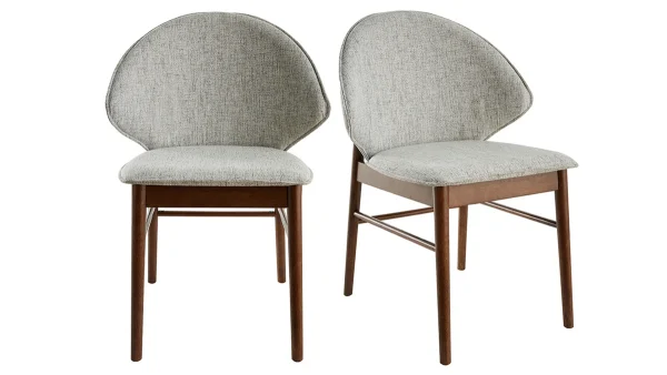 soldes en ligne Chaises Vintage En Tissu Gris Clair Et Bois Foncé (lot De 2) SPIKE 1
