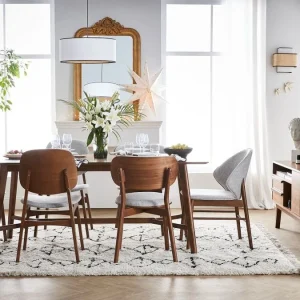 soldes en ligne Chaises Vintage En Tissu Gris Clair Et Bois Foncé (lot De 2) SPIKE 23