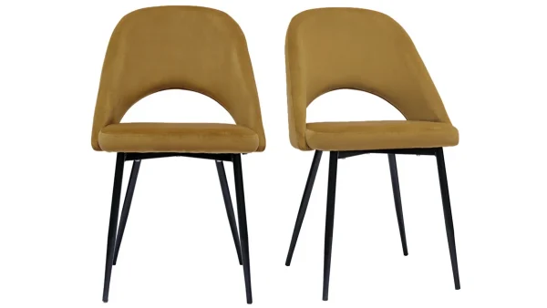 à prix imbattables Chaises Vintage En Tissu Velours Bronze Et Métal Noir (lot De 2) COSETTE 1
