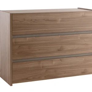 Commode Design Finition Bois Foncé 3 Tiroirs L111 Cm ODE 12