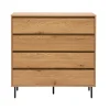 Commode Finition Bois Clair Chêne 4 Tiroirs L100 Cm ARAGON 28