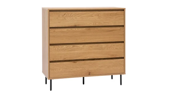 nouvelle saison Commode Finition Bois Clair Chêne 4 Tiroirs L100 Cm ARAGON 3
