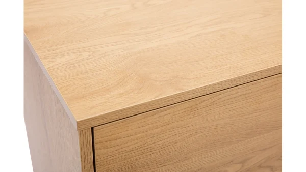 Commode Finition Bois Clair Chêne Et Pieds Métal Noir 3 Tiroirs L100 Cm PERNELLE 5
