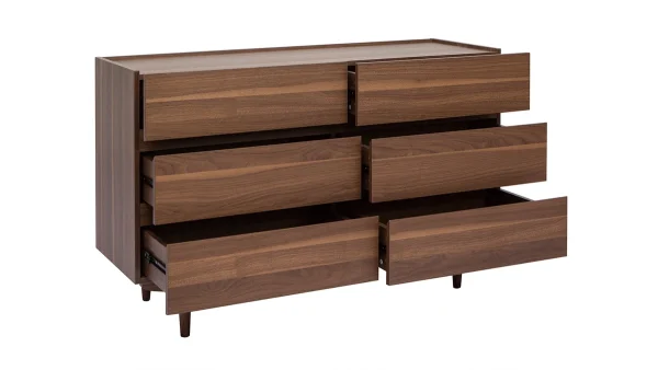 Commode Finition Bois Foncé Noyer 6 Tiroirs L120 Cm SANAA online boutique 4