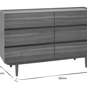 Commode Finition Bois Foncé Noyer 6 Tiroirs L120 Cm SANAA online boutique 22
