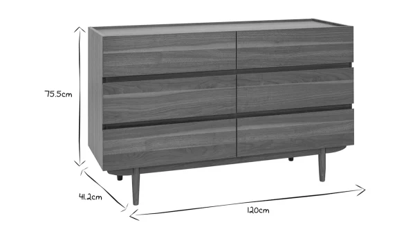 Commode Finition Bois Foncé Noyer 6 Tiroirs L120 Cm SANAA online boutique 8