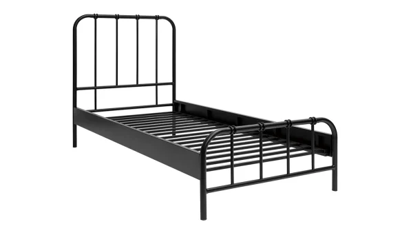 Lit 1 Place 90×190 Cm En Métal Noir AUGUSTE Paiement sécurisé 5