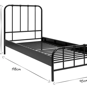 Lit 1 Place 90×190 Cm En Métal Noir AUGUSTE Paiement sécurisé 19