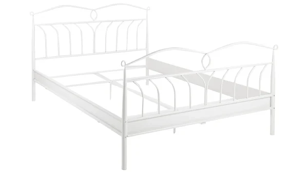 Lit 2 Places 140×200 Cm En Métal Blanc NOTTE 3