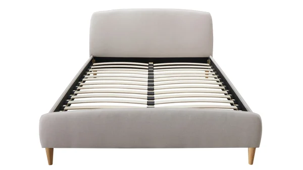 Lit 2 Places 140×200 Cm En Tissu Beige NIELS en solde 1