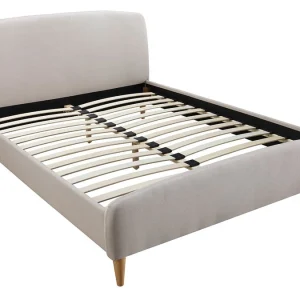 Lit 2 Places 140×200 Cm En Tissu Beige NIELS en solde 9