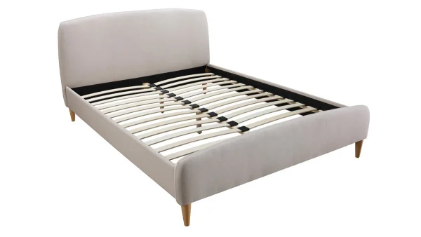 Lit 2 Places 140×200 Cm En Tissu Beige NIELS en solde 3