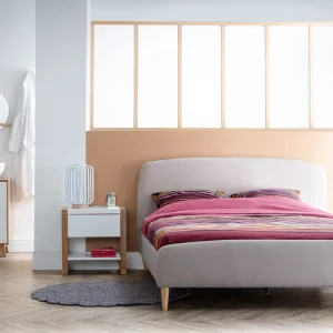 Lit 2 Places 140×200 Cm En Tissu Beige NIELS en solde 13