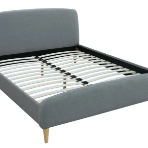 vente chaude Lit 2 Places 140×200 Cm En Tissu Gris NIELS 9