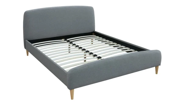 vente chaude Lit 2 Places 140×200 Cm En Tissu Gris NIELS 3