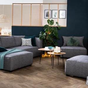 Méridienne Angle Gauche En Tissu Gris Anthracite PLURIEL 22