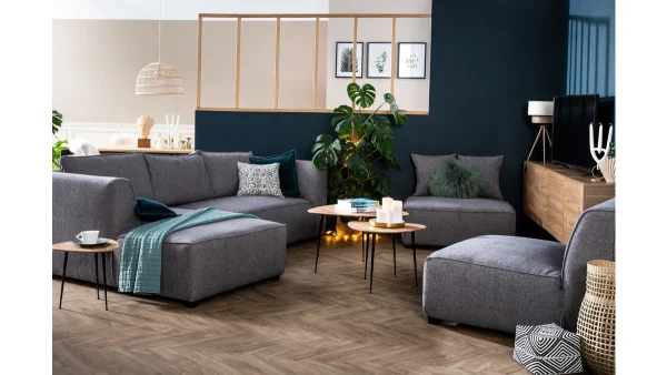 Méridienne Angle Gauche En Tissu Gris Anthracite PLURIEL 8