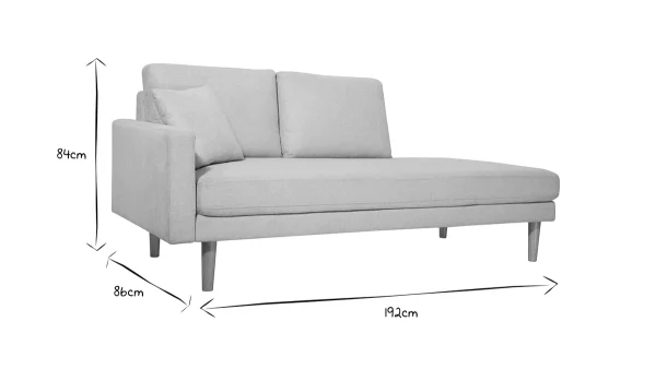achat pas cher Méridienne Scandinave En Tissu Effet Velours Texturé Beige Et Bois Clair BERTILLE 8