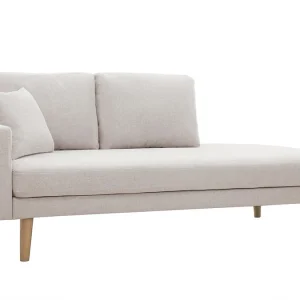 achat pas cher Méridienne Scandinave En Tissu Effet Velours Texturé Beige Et Bois Clair BERTILLE 12