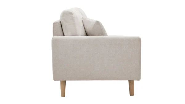 achat pas cher Méridienne Scandinave En Tissu Effet Velours Texturé Beige Et Bois Clair BERTILLE 4