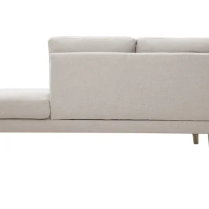 achat pas cher Méridienne Scandinave En Tissu Effet Velours Texturé Beige Et Bois Clair BERTILLE 16