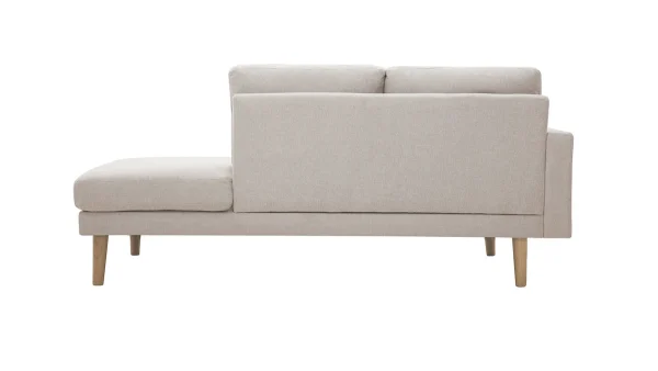 achat pas cher Méridienne Scandinave En Tissu Effet Velours Texturé Beige Et Bois Clair BERTILLE 5