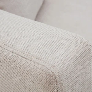 achat pas cher Méridienne Scandinave En Tissu Effet Velours Texturé Beige Et Bois Clair BERTILLE 18